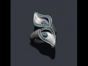 马蹄莲镶宝石戒指 3D 打印模型