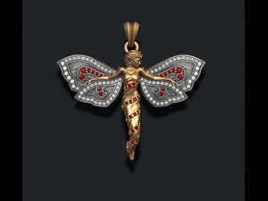 Butterfly girl pendant with gems 3D Print Model