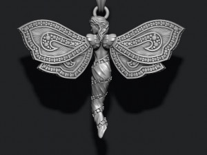 Butterfly girl pendant with gems 3D Print Model