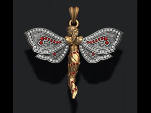 Butterfly girl pendant with gems 3D Print Model