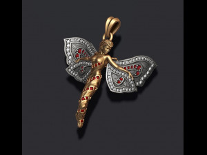 Butterfly girl pendant with gems 3D Print Model