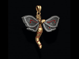 Butterfly girl pendant with gems 3D Print Model