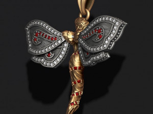 Butterfly girl pendant with gems 3D Print Model