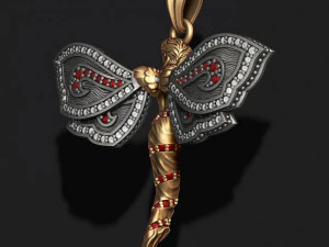 Butterfly girl pendant with gems 3D Print Model
