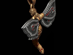 Butterfly girl pendant with gems 3D Print Model