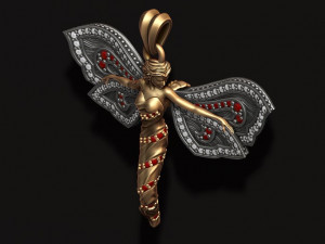 Butterfly girl pendant with gems 3D Print Model