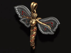 Butterfly girl pendant with gems 3D Print Model