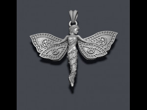 Butterfly girl pendant with gems 3D Print Model