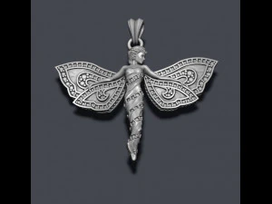 Butterfly girl pendant with gems 3D Print Model