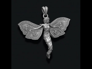 Butterfly girl pendant with gems 3D Print Model