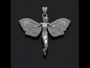Butterfly girl pendant with gems 3D Print Model