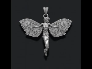 Butterfly girl pendant with gems 3D Print Model