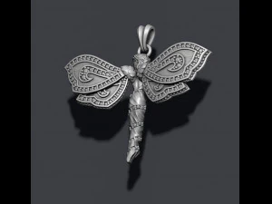 Butterfly girl pendant with gems 3D Print Model