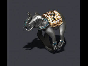 Elephant ring with gems 3D 프린트 모델
