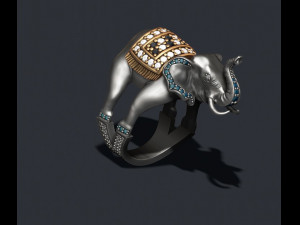 Elephant ring with gems 3D 프린트 모델