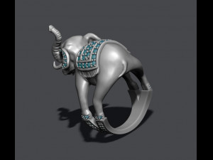 Elephant ring with gems 3D 프린트 모델