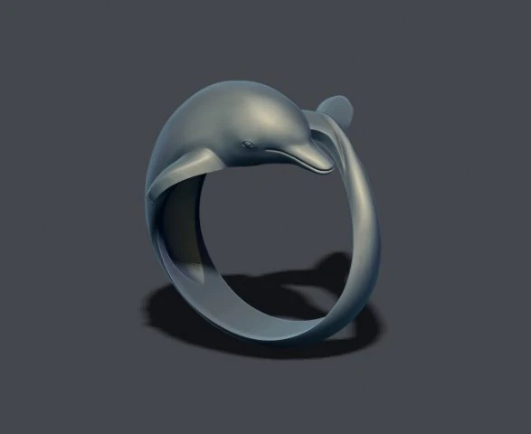 Dolphin ring 3D Print Model .c4d .max .obj .3ds .fbx .stl .blend 