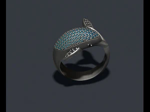 Dolphin ring with gems 3D Print Model