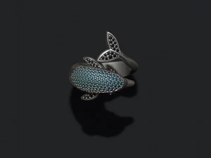 Dolphin ring with gems 3D Print Model