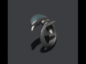 Dolphin ring with gems 3D प्रिंट मॉडल