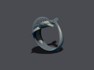 Dolphin ring with gems 3D प्रिंट मॉडल