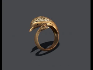 Кільце дельфін з дорогоцінними каменями 3D Принт Модель