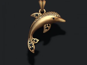 Dolphin pendant with gems 3D Print Model