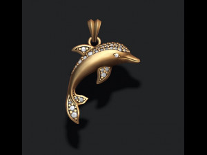 Dolphin pendant with gems 3D Print Model