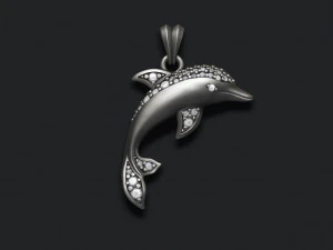 Dolphin pendant with gems 3D Print Model