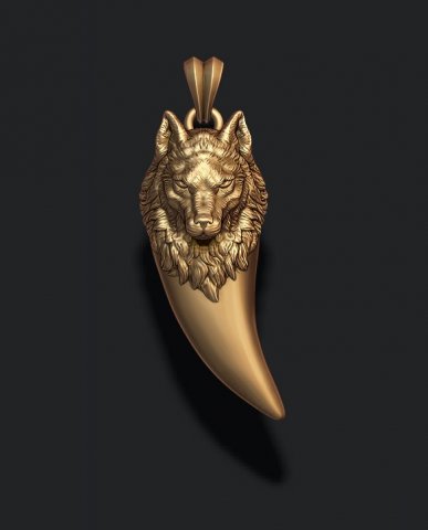 Wolf pendant 3D 打印模型 .c4d .max .obj .3ds .fbx .stl .blend 