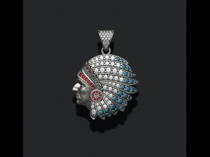 Native american indian man pendant with gems 3D-printmodel