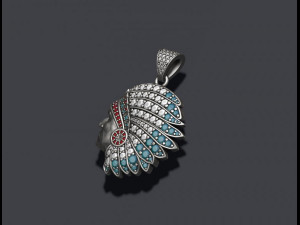 Native american indian man pendant with gems 3D-printmodel