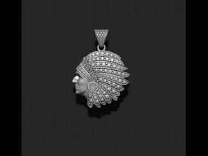 Native american indian man pendant with gems 3D-printmodel