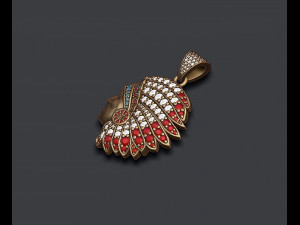 Native american indian man pendant with gems 3D-printmodel