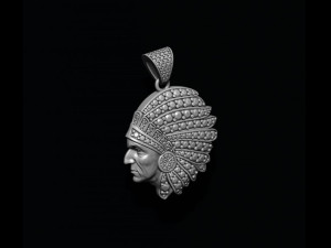 Native american indian man pendant with gems 3D-printmodel