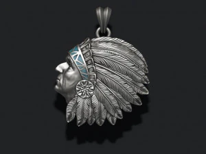 Native american indian man pendant 3D Print Model