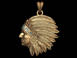 Native american indian man pendant 3D Print Model