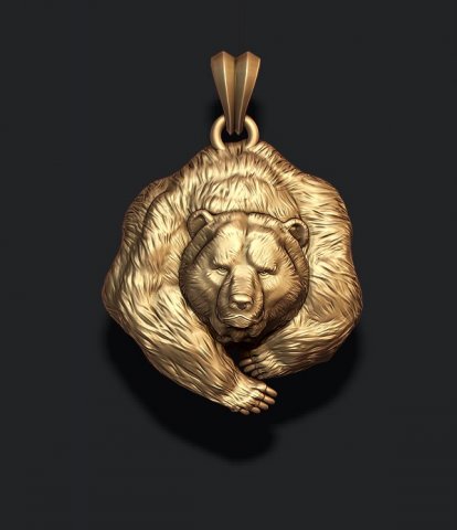 Bear pendant 3D 打印模型 .c4d .max .obj .3ds .fbx .stl .blend 