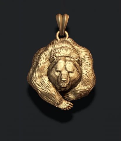 Bear pendant 3D Print Model .c4d .max .obj .3ds .fbx .stl .blend 