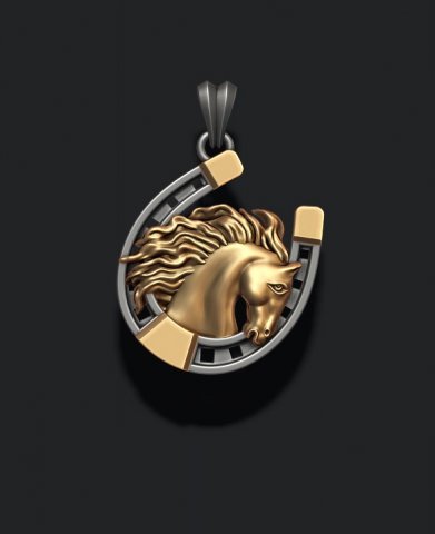 Horse with horseshoe pendant Model do druku 3D .c4d .max .obj .3ds .fbx .stl .blend 