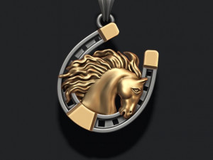 Horse with horseshoe pendant 3D Print Model