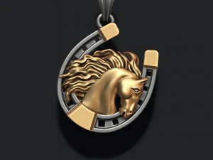 Cavalo com pingente de ferradura Modelo de Impressão 3D