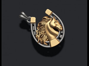 Horse with horseshoe pendant Model do druku 3D