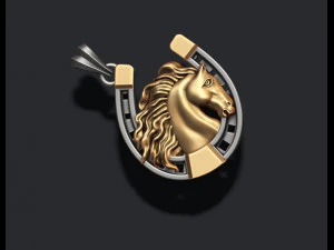 Horse with horseshoe pendant 3D Print Model