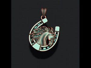 Horse with horseshoe pendant Model do druku 3D