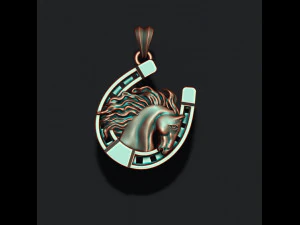 Horse with horseshoe pendant 3D Print Model