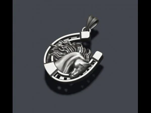 Horse with horseshoe pendant 3D Print Model