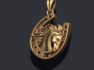 Horse with horseshoe pendant 3D Print Model