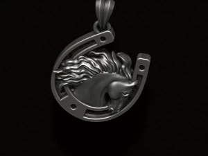 Horse with horseshoe pendant 3D Print Model