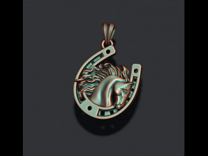 Horse with horseshoe pendant Model do druku 3D